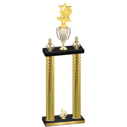 Double Gold Carbon Fiber Fourth Place Pickleball Trophy