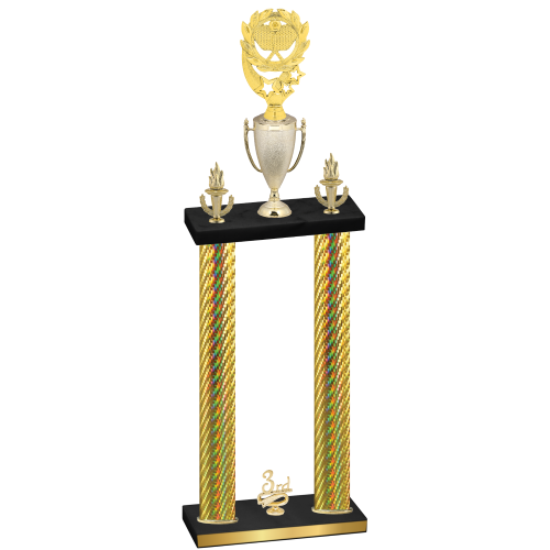 Double Gold Carbon Fiber Third Place Pickleball Trophy