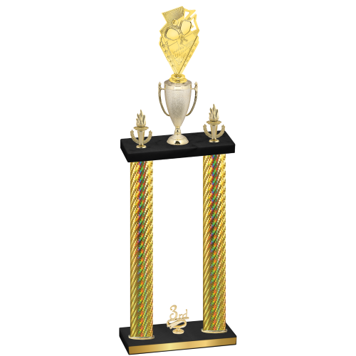 Double Gold Carbon Fiber Third Place Pickleball Trophy