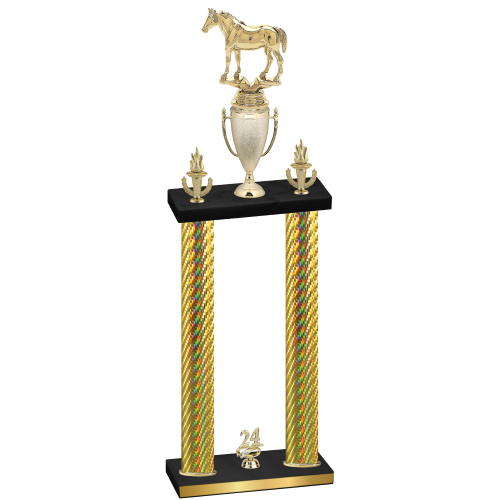 Double Gold Carbon Fiber Year Horses Trophy