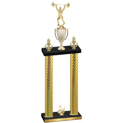 Double Gold Carbon Fiber Second Place Weights Trophy