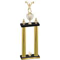Double Gold Carbon Fiber Fourth Place Weights Trophy
