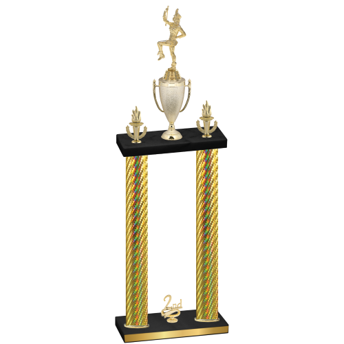 Double Gold Carbon Fiber Second Place Majorette Trophy