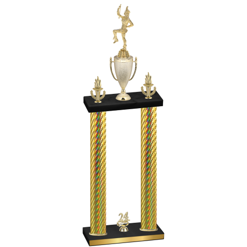 Double Gold Carbon Fiber Year Majorette Trophy