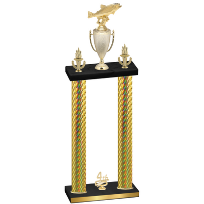 Double Gold Carbon Fiber Fourth Place Fishing Trophy