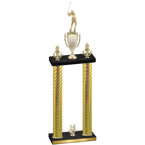 Double Gold Carbon Fiber Year Golf Trophy