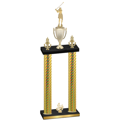Double Gold Carbon Fiber Fourth Place Golf Trophy