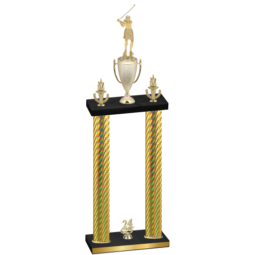 Double Gold Carbon Fiber Year Golf Trophy