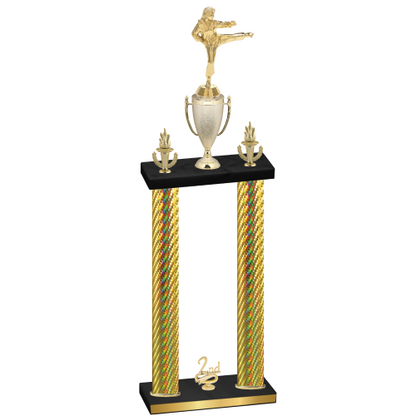Double Gold Carbon Fiber Second Place Karate Trophy