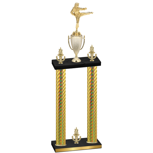 Double Gold Carbon Fiber Victory Karate Trophy