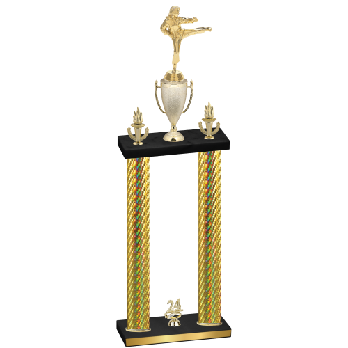 Double Gold Carbon Fiber Year Karate Trophy