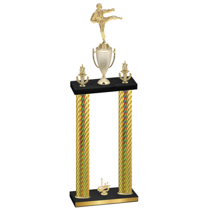 Double Gold Carbon Fiber First Place Karate Trophy