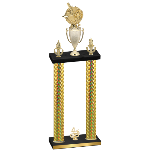 Double Gold Carbon Fiber Fourth Place Baseball Trophy