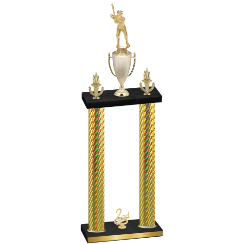 Double Gold Carbon Fiber Second Place Baseball Trophy