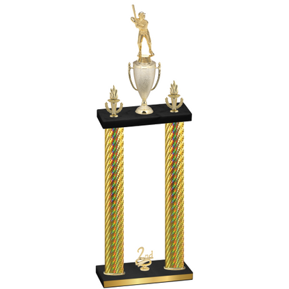 Double Gold Carbon Fiber Second Place Baseball Trophy