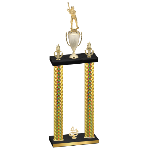 Double Gold Carbon Fiber Fourth Place Baseball Trophy