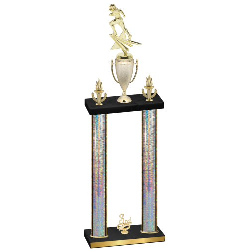 Double Silver Glacier Third Place Football Trophy