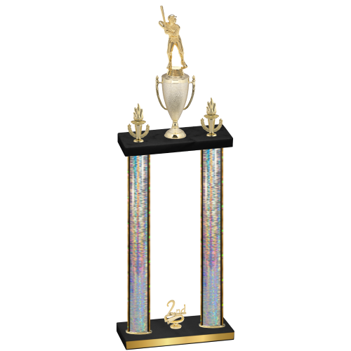 Double Silver Glacier Second Place Baseball Trophy