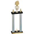 Double Silver Carbon Fiber Third Place Soccer Trophy