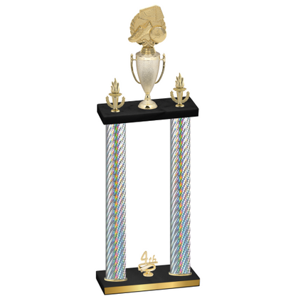 Double Silver Carbon Fiber Fourth Place Soccer Trophy