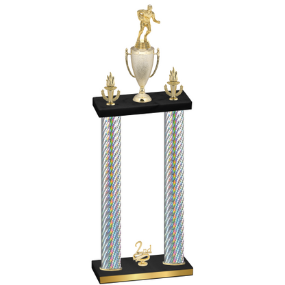 Double Silver Carbon Fiber Second Place Rugby Trophy