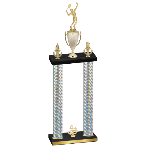 Double Silver Carbon Fiber Fourth Place Tennis Trophy
