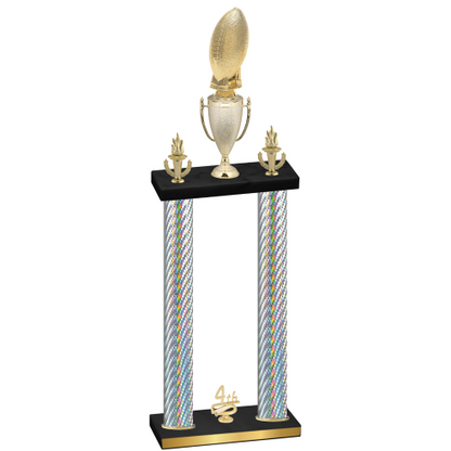 Double Silver Carbon Fiber Fourth Place Football Trophy