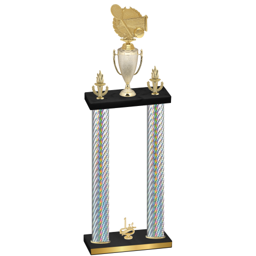 Double Silver Carbon Fiber First Place Tennis Trophy