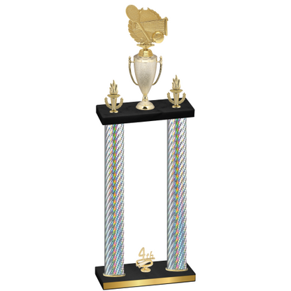 Double Silver Carbon Fiber Fourth Place Tennis Trophy