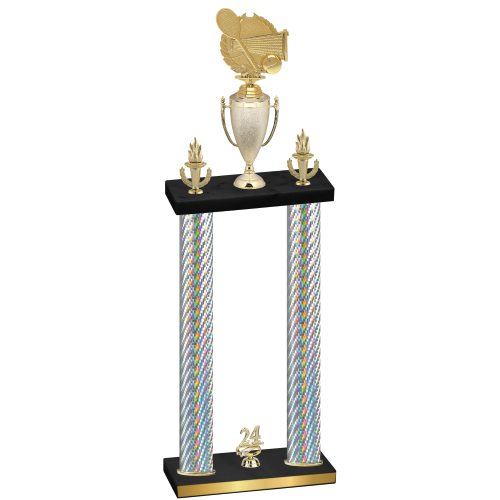 Double Silver Carbon Fiber Year Tennis Trophy