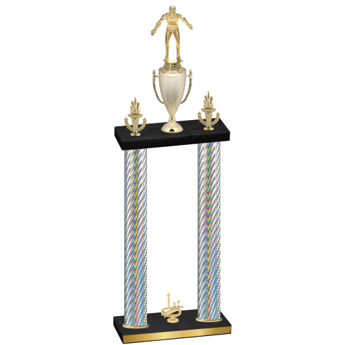 Double Silver Carbon Fiber First Place Wrestling Trophy
