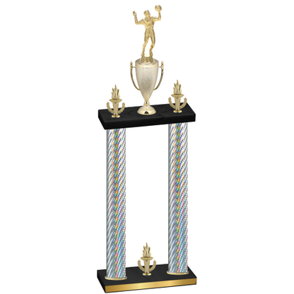 Double Silver Carbon Fiber Victory Volleyball Trophy