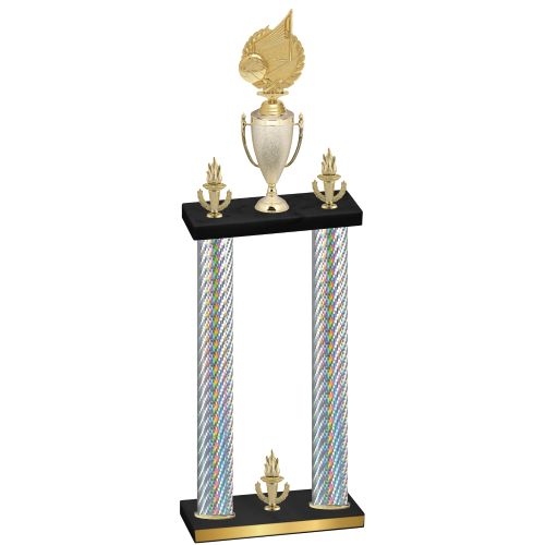 Double Silver Carbon Fiber Victory Volleyball Trophy