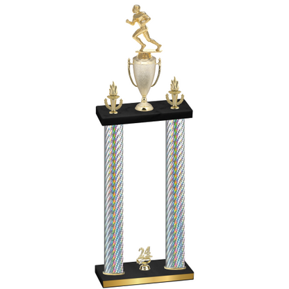 Double Silver Carbon Fiber Year Football Trophy