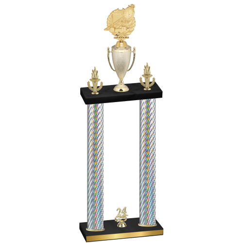 Double Silver Carbon Fiber Year Swimming Trophy