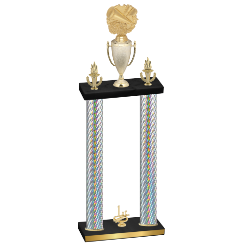 Double Silver Carbon Fiber First Place Cheerleading Trophy
