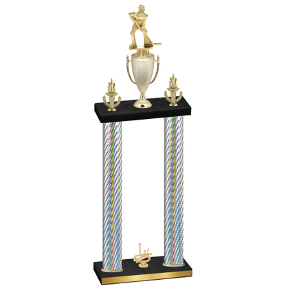 Double Silver Carbon Fiber First Place Hockey Trophy
