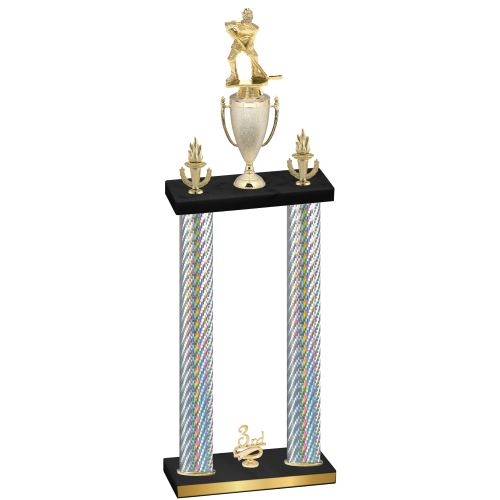 Double Silver Carbon Fiber Third Place Hockey Trophy