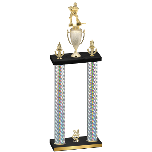 Double Silver Carbon Fiber Year Hockey Trophy