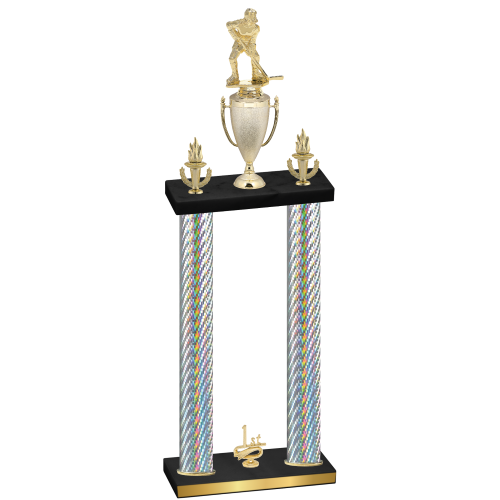 Double Silver Carbon Fiber First Place Hockey Trophy