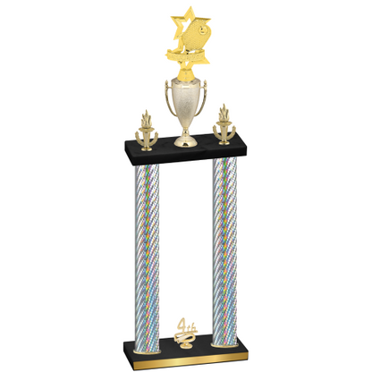 Double Silver Carbon Fiber Fourth Place Pickleball Trophy