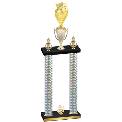 Double Silver Carbon Fiber Fourth Place Pickleball Trophy