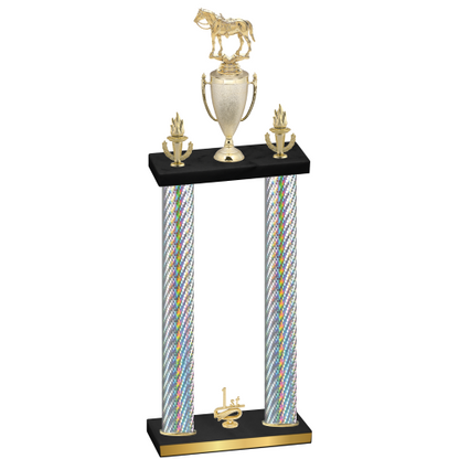 Double Silver Carbon Fiber First Place Horses Trophy