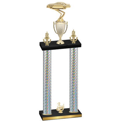 Double Silver Carbon Fiber Third Place Cars Trophy