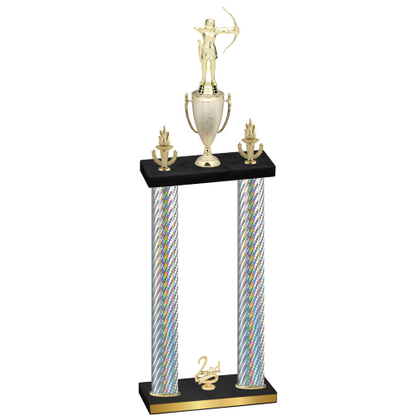 Double Silver Carbon Fiber Second Place Archery Trophy