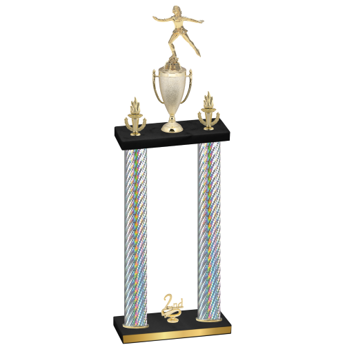 Double Silver Carbon Fiber Second Place Skater Trophy