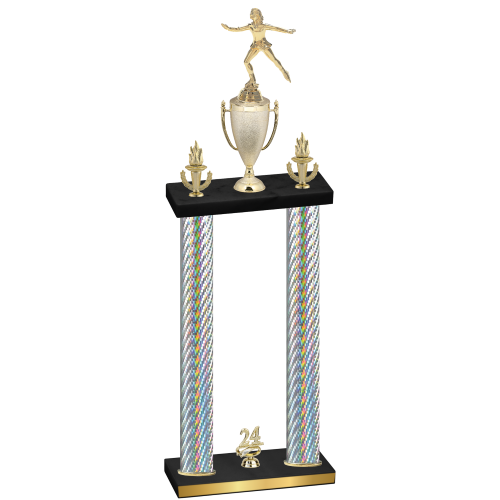 Double Silver Carbon Fiber Year Skater Trophy