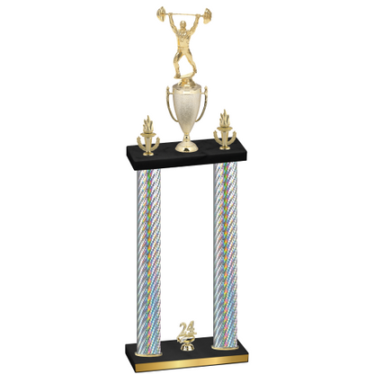 Double Silver Carbon Fiber Year Weights Trophy