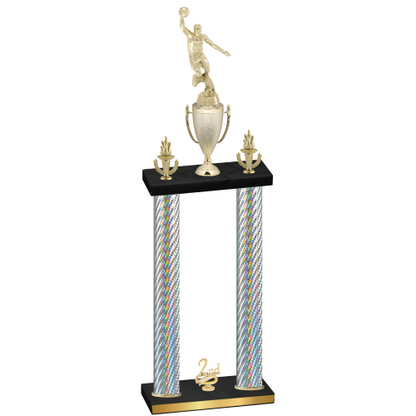 Double Silver Carbon Fiber Second Place Basketball Trophy