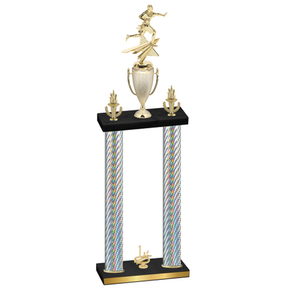 Double Silver Carbon Fiber First Place Flag Football Trophy